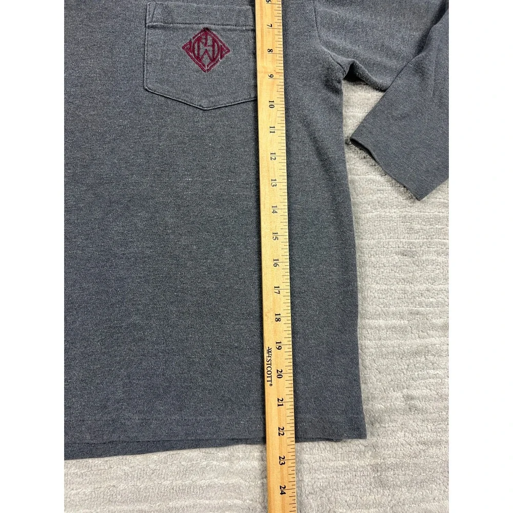 Ralph Lauren Polo Shirt Mens Large Gray Long Sleeve Monogram Pocket Cotton 90s